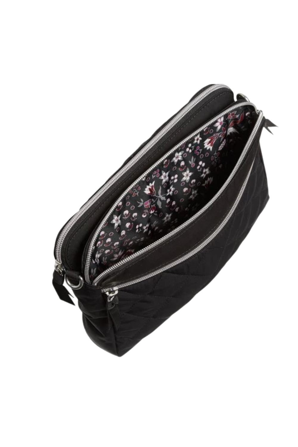 Black triple compartment cross body bag clearance