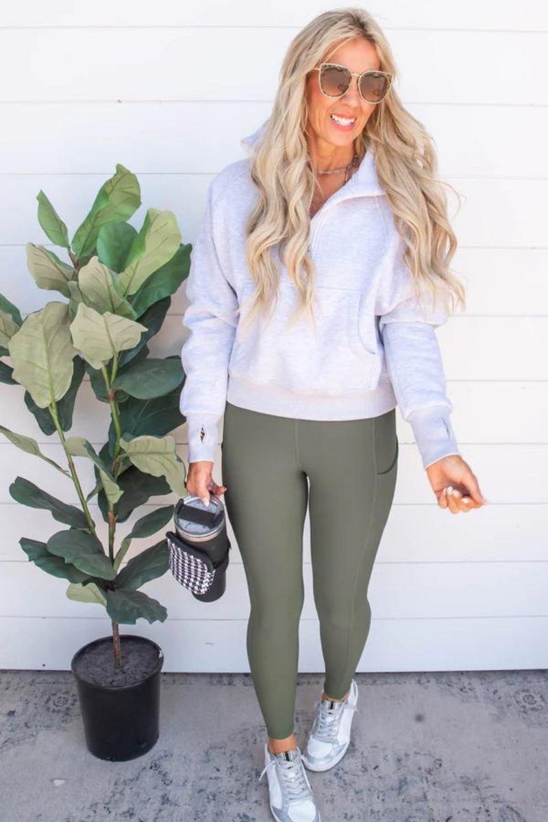 Ava 1/2 Zip Heather Grey Sweatshirt PREORDER