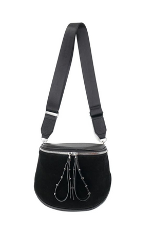 Faux Black Suede Handbag