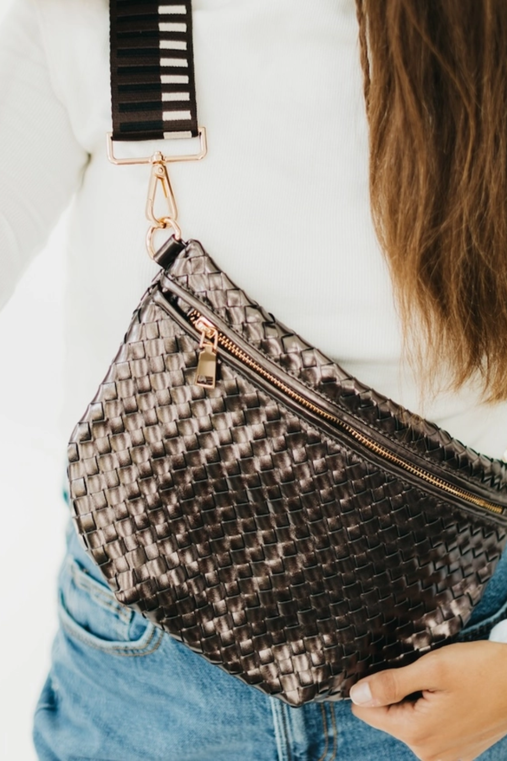 Westlyn Woven Bum Bag | Metallic Gunmetal