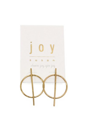 Gold Circle + Bar Stud Earrings