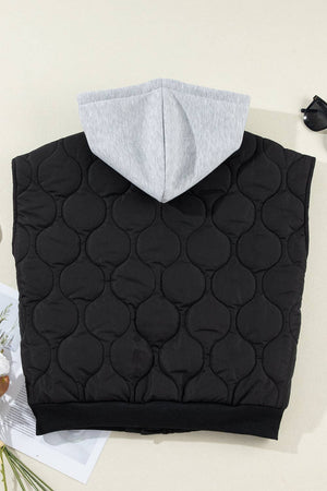 PREORDER Quilted Hooded Puffer Vest | Black