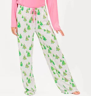 Celebration Tree Sleep Pants White/Lime