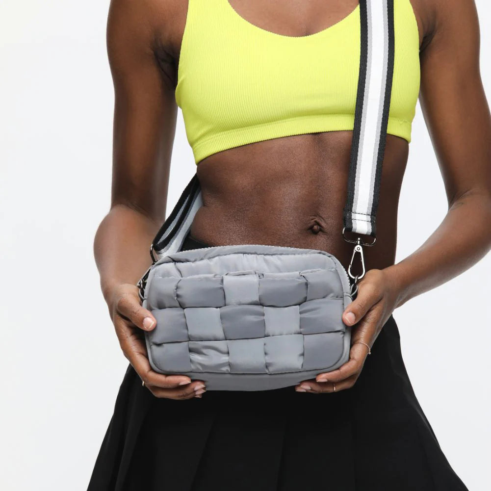 Grey Woven Nylon Crossbody