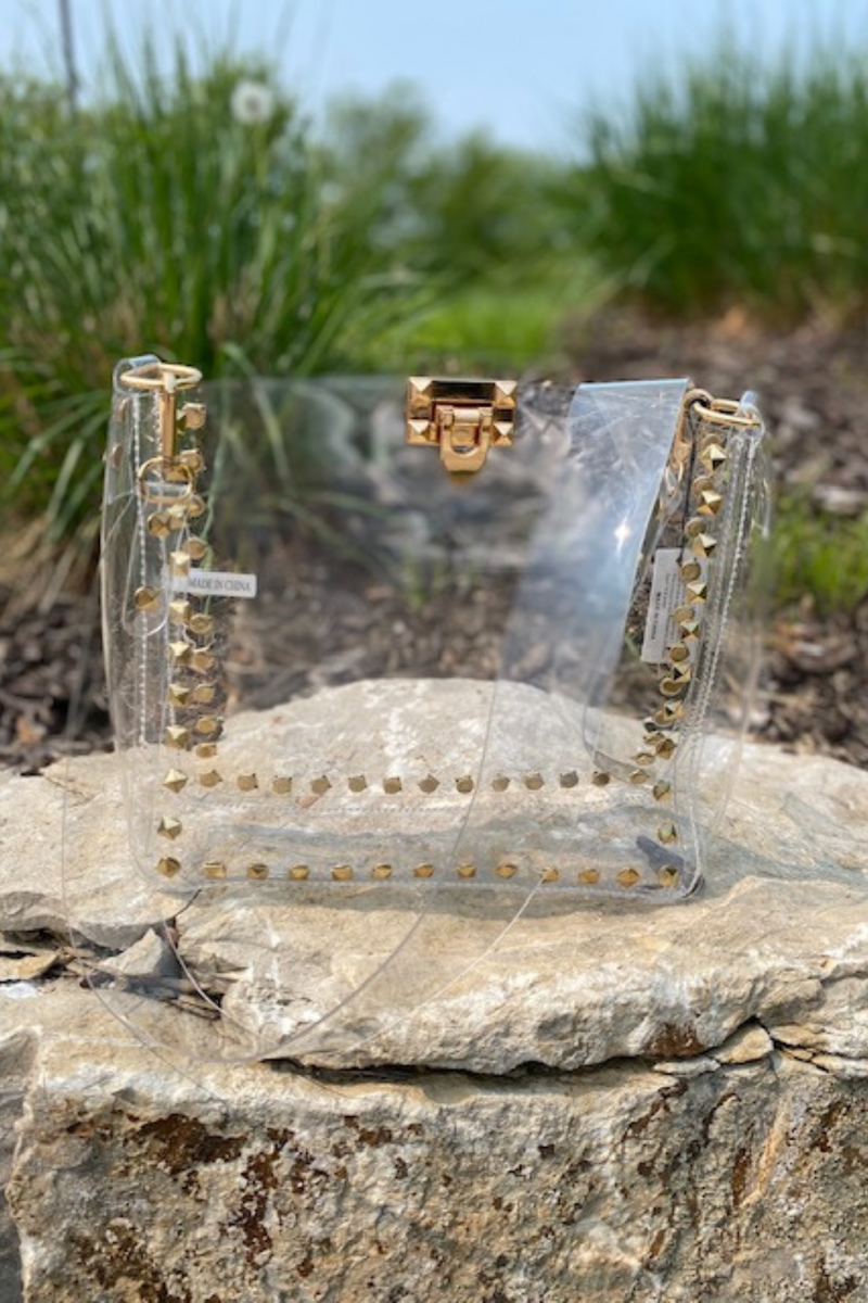 Clear Gold Studded Bag
