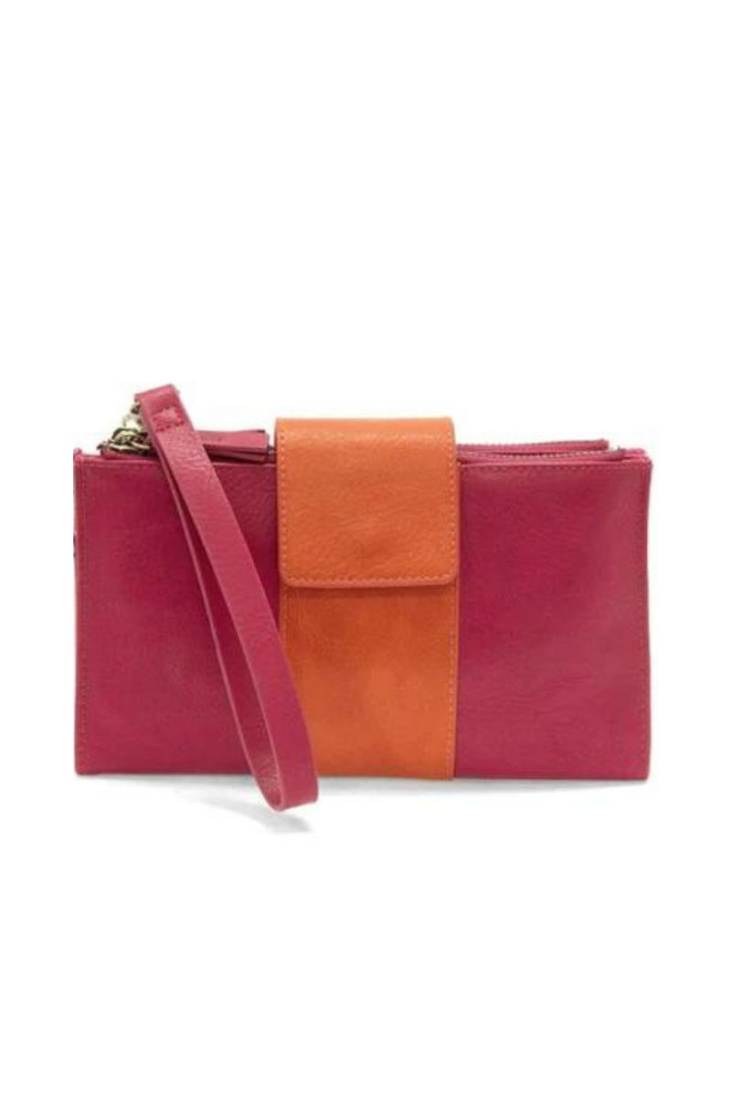 foldover clutch with tabs - chestnut