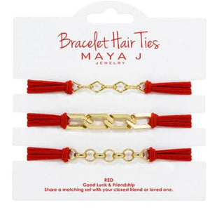 Bracelet Hair Ties Red Gold