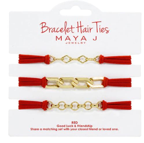 Bracelet Hair Ties Red Gold