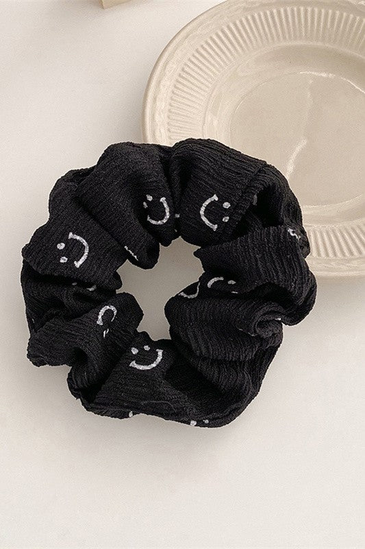 Black Smiley Face Scrunchies