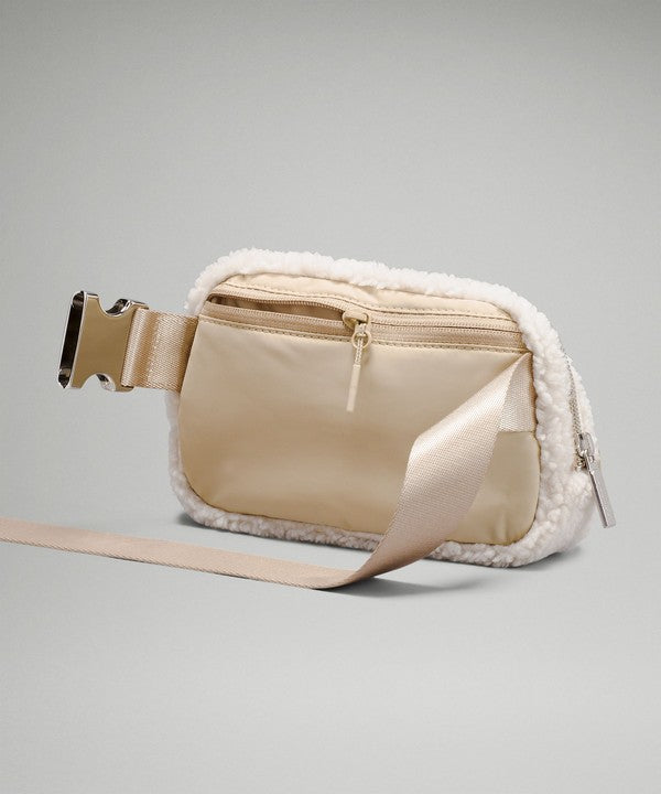Cream Faux Fur Belt Bag