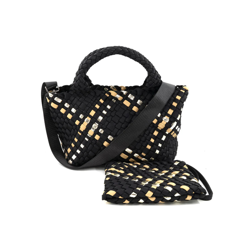 Black and Tan Woven Tote