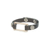 Rectangle Leather Bracelet Silver and Grey