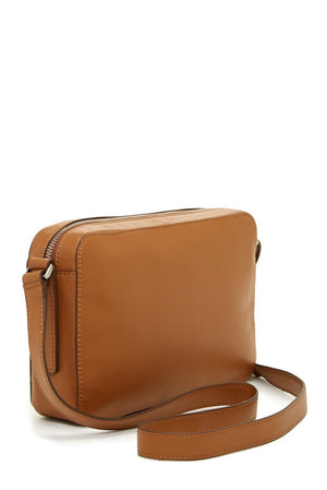 Fossil Riley Top Zip Leather Crossbody Camel