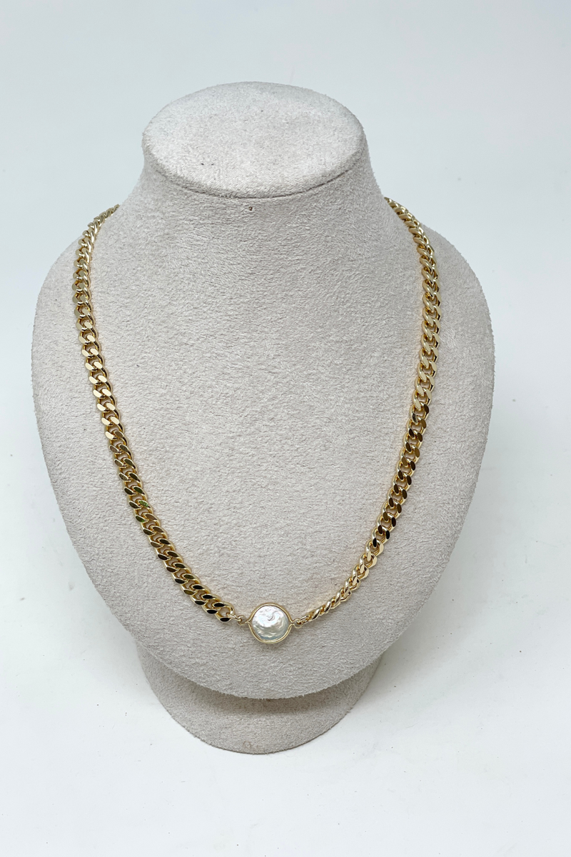 Thick Gold Chain with Coin Pearl