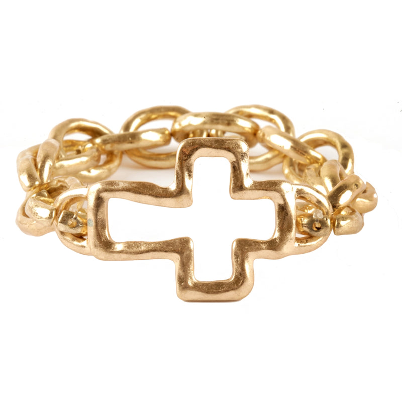 Gold Cross Stretch Bracelet