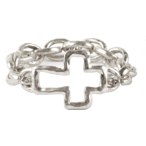 Silver Cross Stretch Bracelet