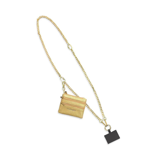 Clip & Go Gold Chain with Gold Zipper Pouch