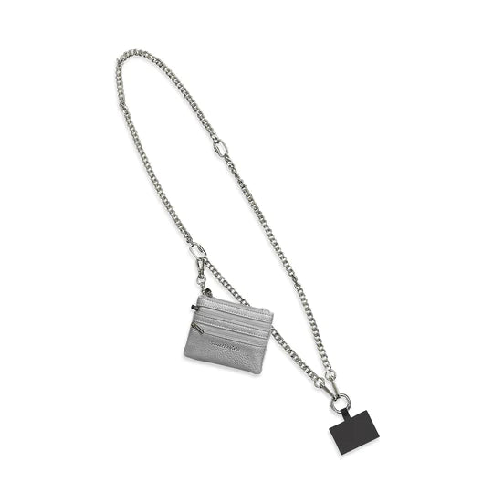 Clip & Go Silver Chain with Silver Zipper Pouch