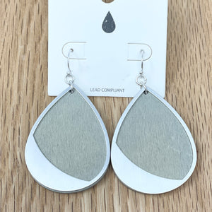 Silver and Grey Teardrop Earring