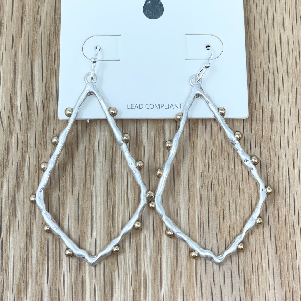 Silver Earrings with Gold Dots