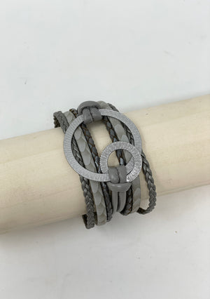 Grey and Silver Multi Strap Bracelet