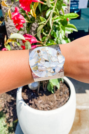 Treska Calypso Shell Mosaic On Cuff Bracelet