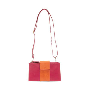 Camryn Color Block Wallet Crossbody Fuchsia/Orange