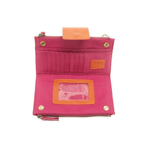 Camryn Color Block Wallet Crossbody Fuchsia/Orange