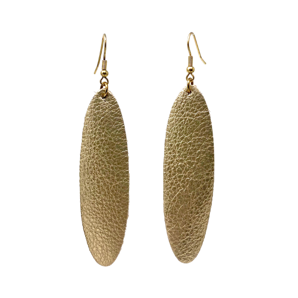 Leather Oval Drop Earrings