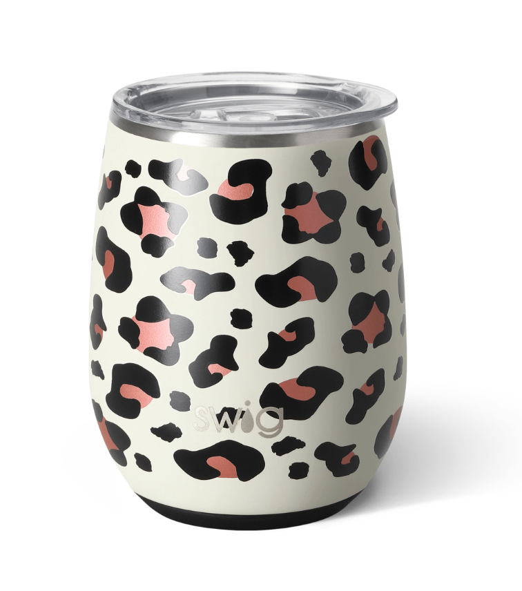 Swig 14 oz Pattern Stemless Wine Cup | Luxy Leopard