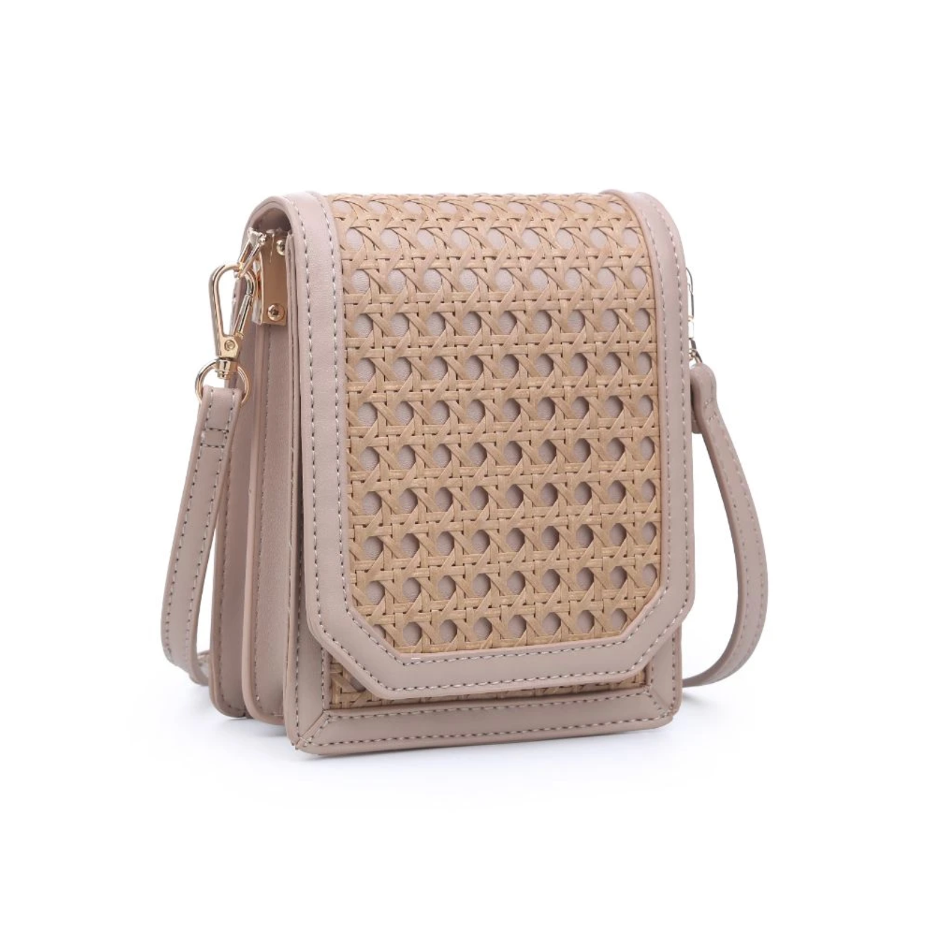 Moda Luxe Handbag Purse with Crossbody Shoulder Strap & 2 Wood Top
