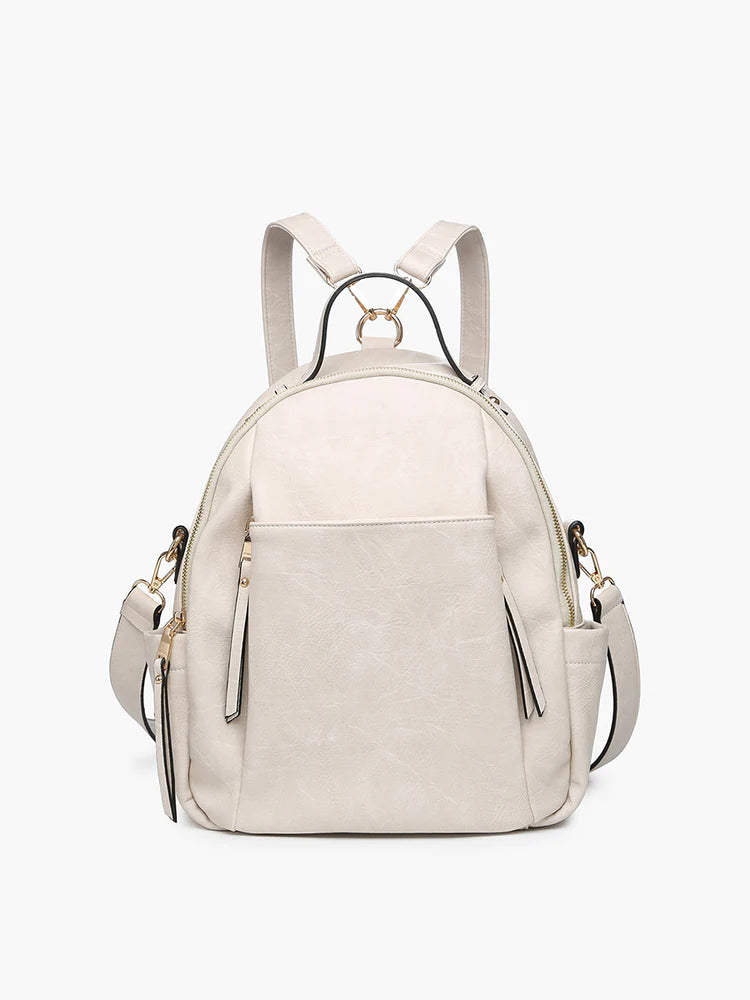 Anello White Floral Faux Leather Mini Backpack